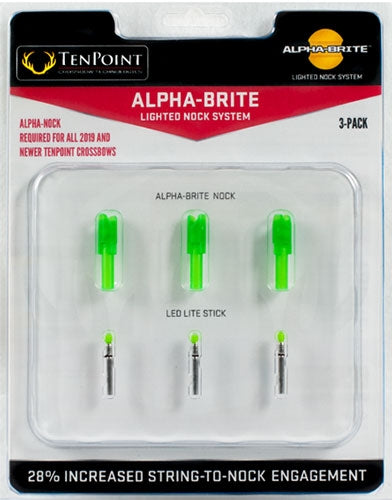 Tenpoint Lighted Xbow Nock - Alpha-brite .297" Green 3pk