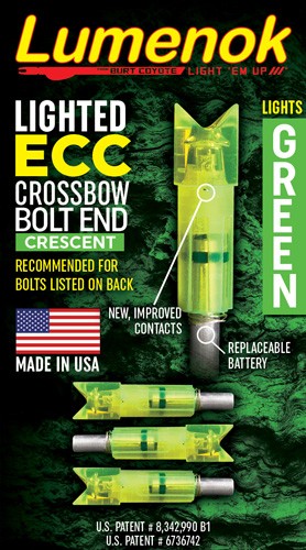 Lumenok Lighted Nock Xbow Grn - Crescent Easton Carbon 3pk