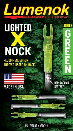 Lumenok Lighted Nock - X-series Green 3pk
