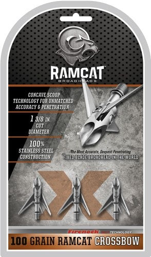 Ramcat Broadhead Hydroshock - Xbow 100gr 3-bld 1 3/8" 3pk