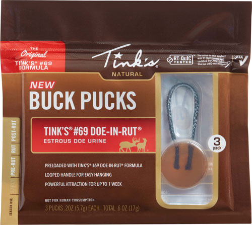 Tinks Deer Lure #69 Doe-in-rut - Buck Pucks Scent Hanger 3pk