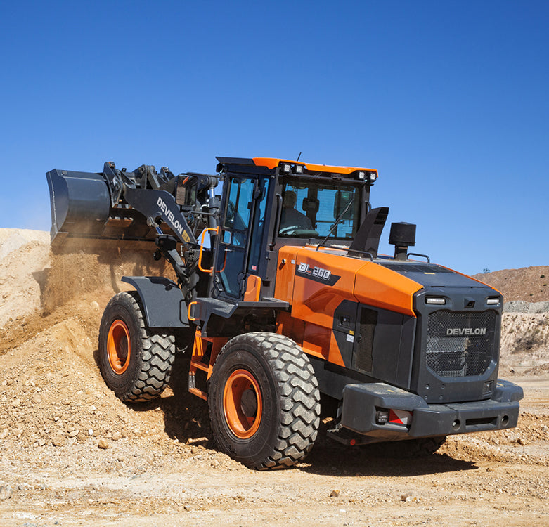 Develon | Wheel Loader | Model DL200-7 | Width 8' 4.4" | Horsepower 142.1 HP | For Construction, Agriculture, & Snow Removal