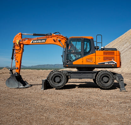 Develon | Wheel Excavator | Model DX140W-7 | Dig Depth 14' 9" | 129.1 hp | 17.3 Tons | For Construction & Roadwork & Urban Excavation