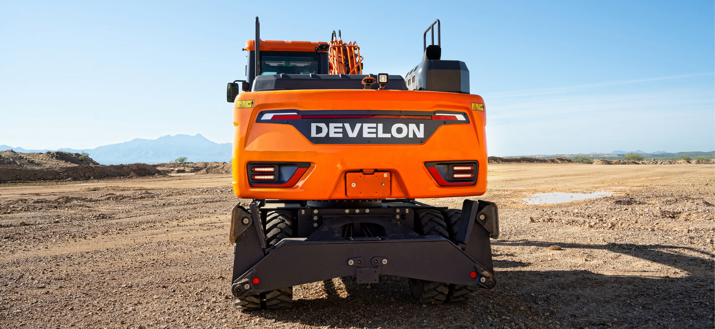 Develon | Wheel Excavator | Model DX140W-7 | Dig Depth 14' 9" | 129.1 hp | 17.3 Tons | For Construction & Roadwork & Urban Excavation