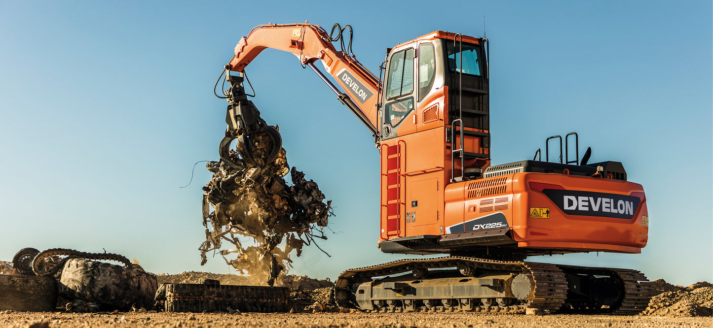 Develon | Material Handler | Model DX225MH-5 | Reach 35' 5" | Loading Height 40' 0" | 162 hp | 30.4 Tons | For Scrap, Recycling & Industrial Handling