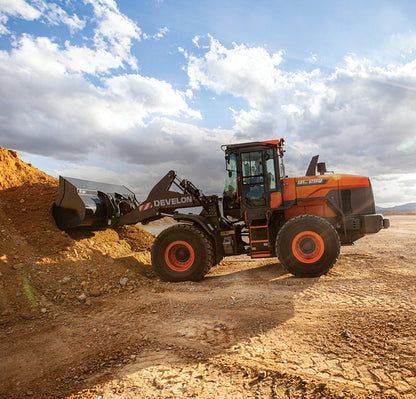 Develon | Wheel Loader | Model  DL380-7 | Width 10' 2.4" | Horsepower 270.9 HP | For Heavy Lifting in Construction, Mining, & Material Handling