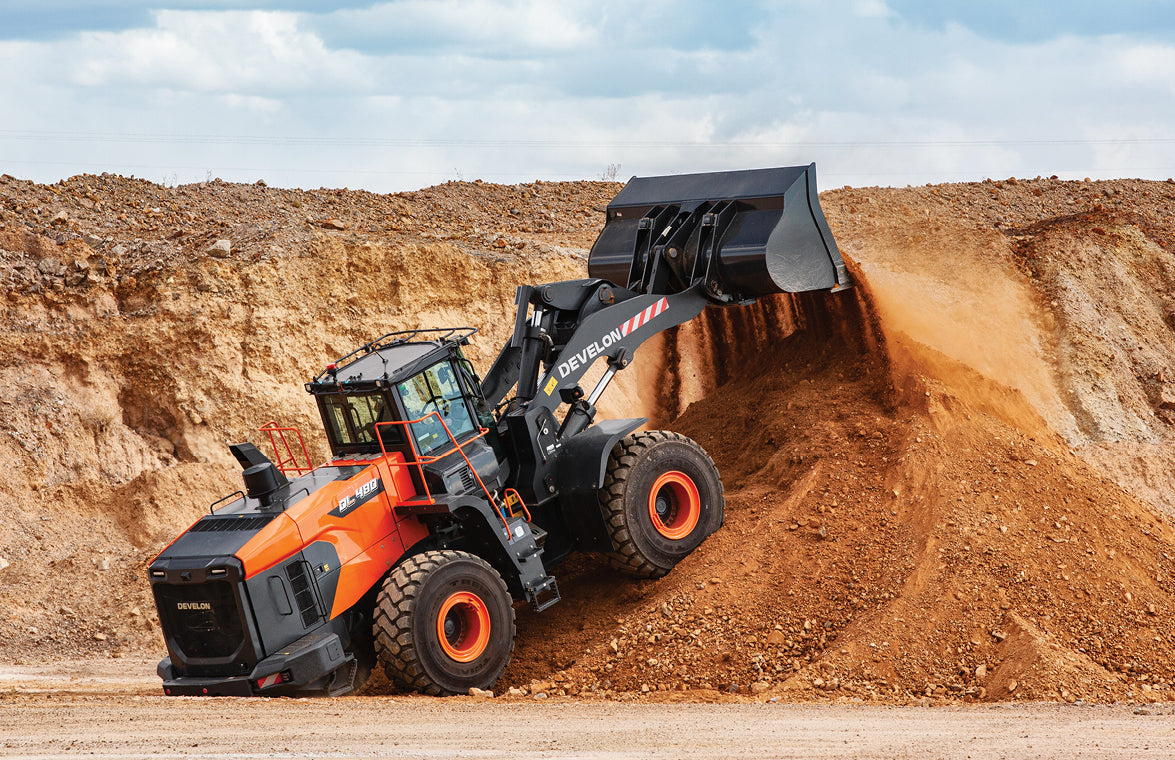 Develon | Wheel Loader | Model  DL380-7 | Width 10' 2.4" | Horsepower 270.9 HP | For Heavy Lifting in Construction, Mining, & Material Handling