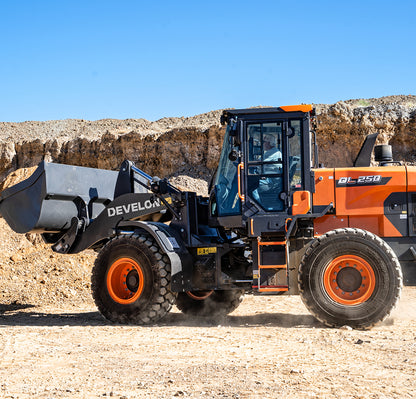 Develon | Wheel Loader | Model DL250-7 | Width 8' 11.9" | Horsepower 171.6 HP | For Construction, Agriculture & Heavy Lifting