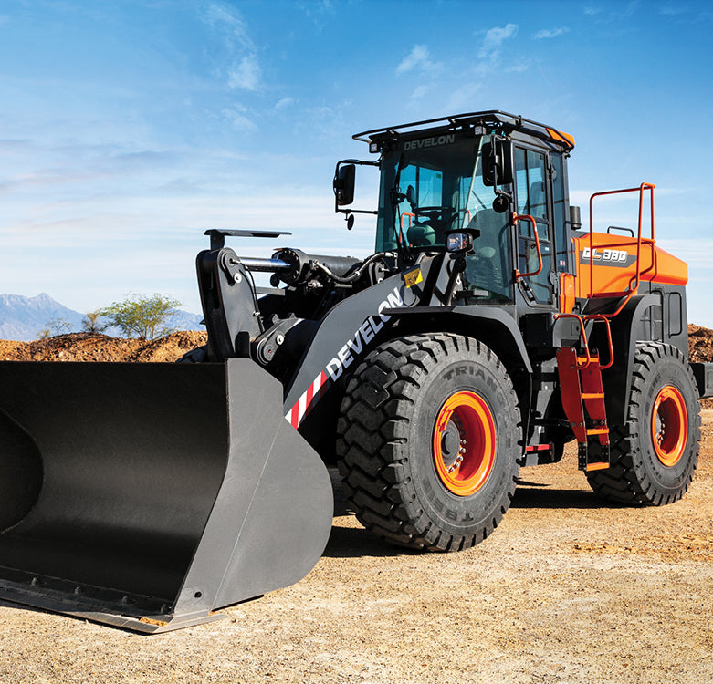Develon | Wheel Loader | Model  DL380-7 | Width 10' 2.4" | Horsepower 270.9 HP | For Heavy Lifting in Construction, Mining, & Material Handling