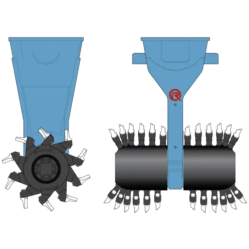 RockZone Soil & Dirt Mixer | Model MXR-D30 LH | Drum Width 53" | 25 To 42 Tons | For Excavator