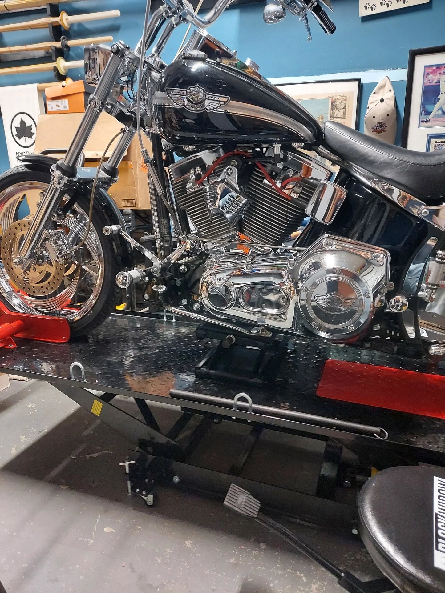 Black Widow Hydraulic Motorcycle Lift Table | Model BW-680 | Platform Size 86-3/4" x 26-7/8" | Capacity 1,000 lb | For Street, Sport & Racing Bikes