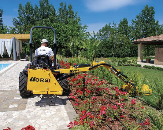 ORSI Boom Mower 3PT | Model CUT 029 | Cutting Width Flail Head 31-1/2″ | 10′ 2″ Max Reach | 16–35 HP | For Mini Tractors