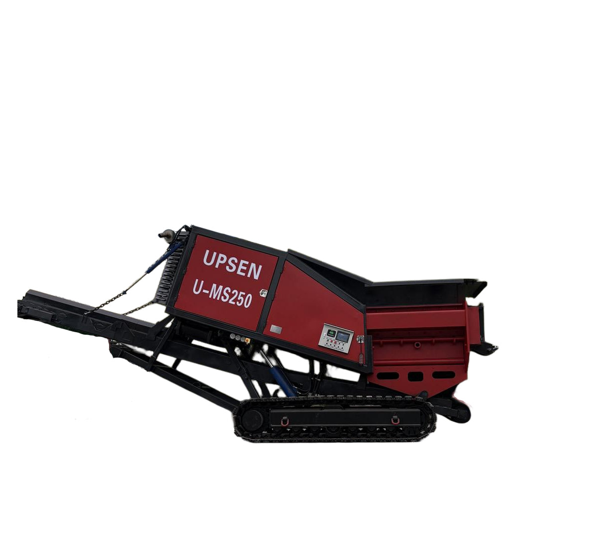 Upsen Mobile Compact Double-Shaft Shredder | Model U-MS250 | Hopper Size 1500 × 2800 mm | Engine Horsepower 210 HP