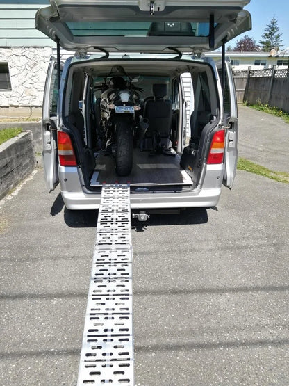 Black Widow Arched Folding Motorcycle Ramp | Model AFP-9012 | Size 11.1" Wide | Capacity 750 lb | For Street, Sport, Dirt Bikes & Scooters