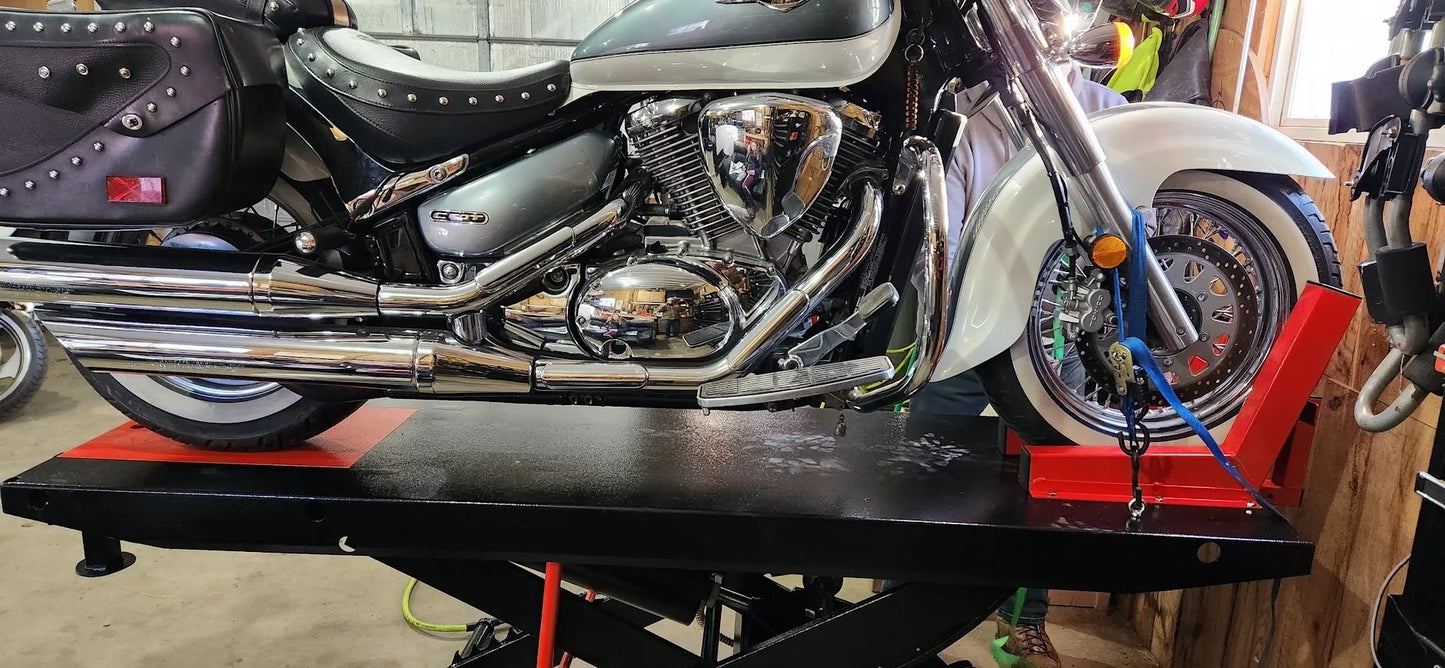 Black Widow Pneumatic ProLift Motorcycle Lift Table | Model BW-PROLIFT-HD | Platform Size 105.5" x 24" | Capacity 1,500 lb | For Touring, Cruiser & Heavy Motorcycles