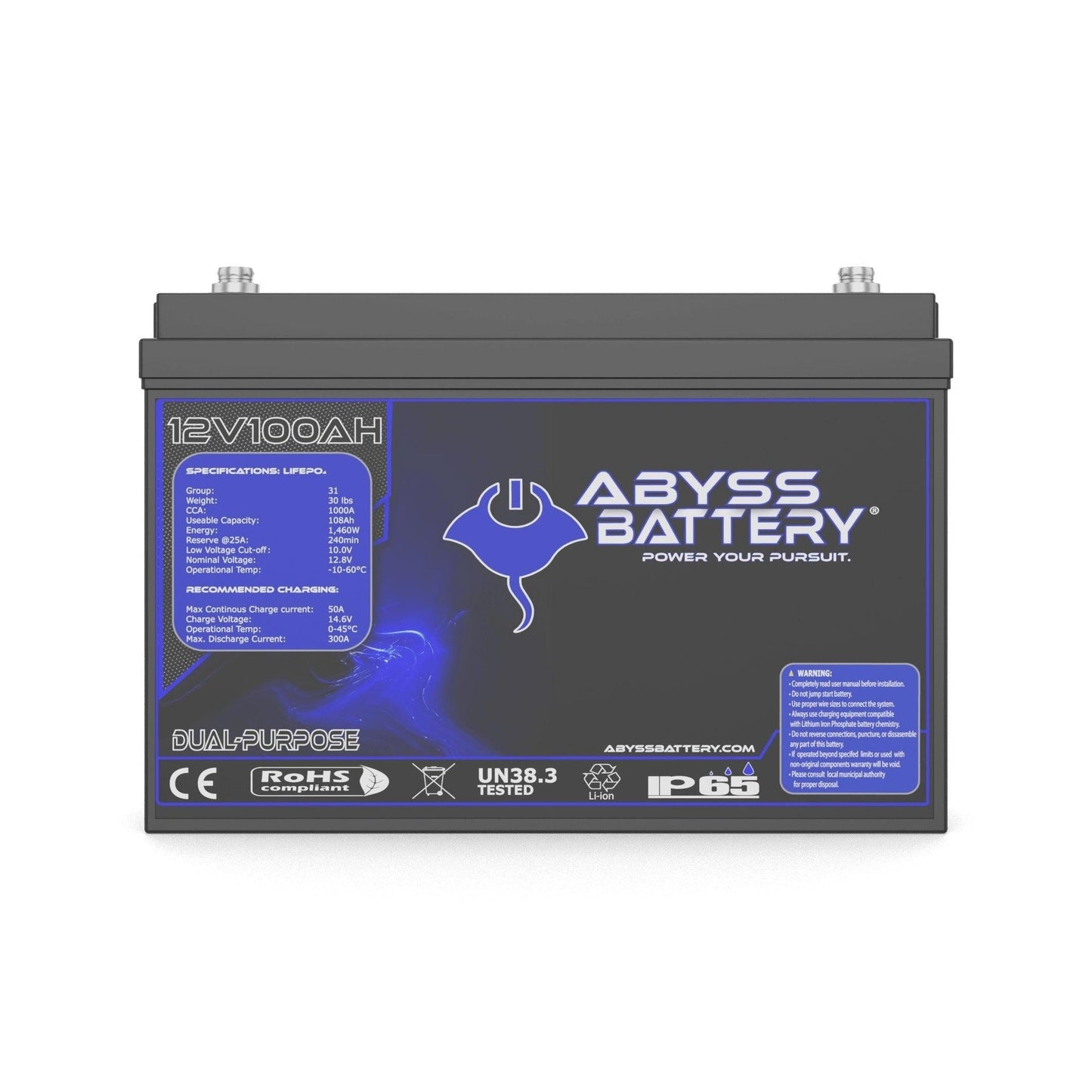 ABYSS® 12V 100Ah Dual Purpose Lithium Marine Battery