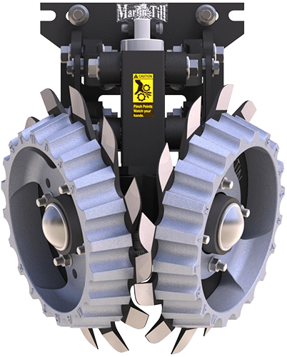 Martin-Till ACCR Floating Row Cleaner | 60° Wide Frame | Air Cylinder & Razor Wheels | For High-Speed Planters & Narrow Row Spacing