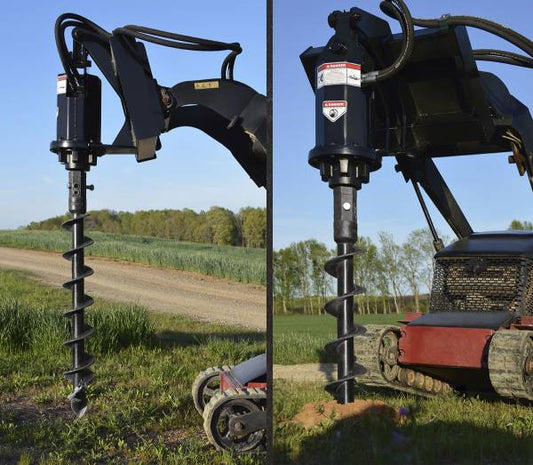 Loflin Fabrication | Auger | 4"-48" Bit Diameter | 2" Hex Shaft | Hydraulic Flow 6-40 GPM | For Mini Skid Steers
