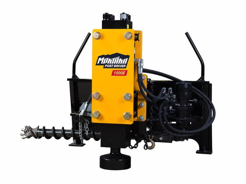Montana | Post Driver | Models 400E, 750R, 1000E, 1500E | Height 41", 48" & 61" | Width 50" | Hydraulic Flow 7–27 GPM | For Skid Steers
