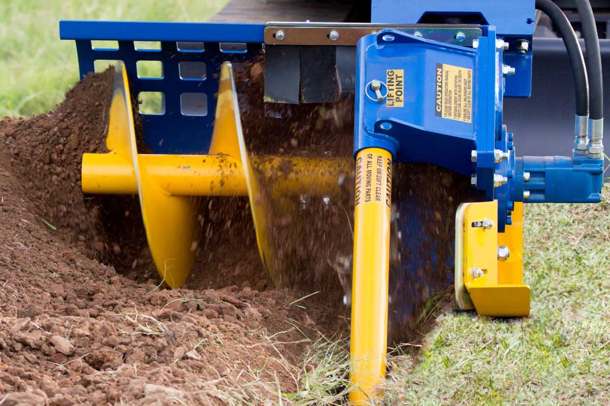 Auger Torque | Earth Drill Trencher | Model XHD-48 | 12" Width | Shaft Planetary Gearbox | Hydraulic Flow 18 To 30 GPM | 5 To 7.5 Tons | For Skid Steers