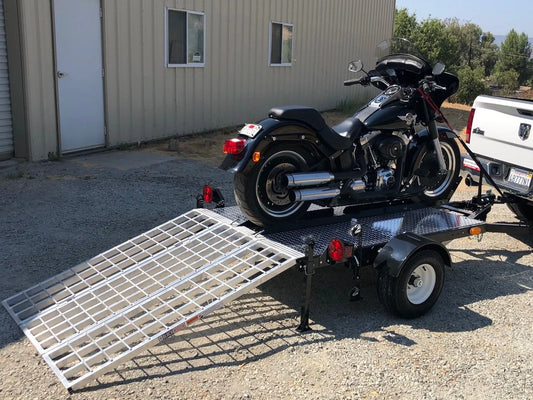 Black Widow Folding Motorcycle Trailer Ramp | Model TF-6050-1500A | Size 49-1/8" Wide | Capacity 1,500 lb | Horsepower 4 To 90+ HP | For Trailers & Truck Beds