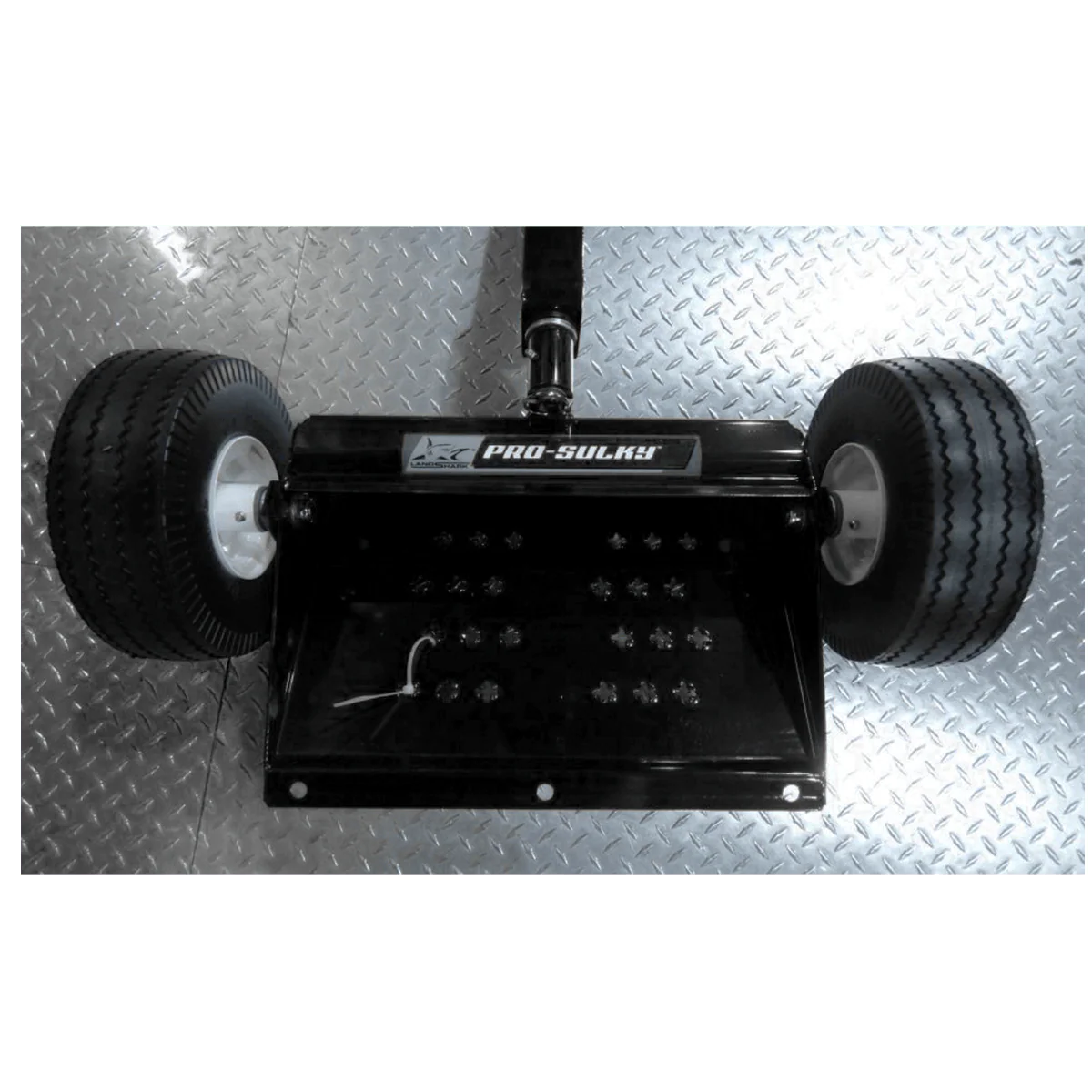 Landshark Black Two Wheel Pro Sulky | Model PS100B-1038-1-FF | Flat Free Tires | Universal Mount | For Fixed/Commercial Walk-Behind Mowers