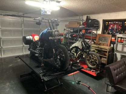 Black Widow Extra-Wide Pneumatic Motorcycle Lift Table | Model BW-1000A-XW | Platform Size 78.75" x 44" | Capacity 1,000 lb | For Touring, Cruiser & Sport Bikes
