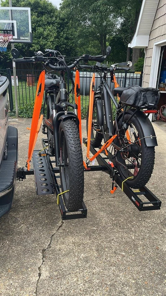 Black Widow Pro Double Dirt Bike Carrier | Model AMC-600-2-PRO | Dual 5.5" Tracks | Capacity 600 lb | For 2" Class III & IV Hitch Vehicles