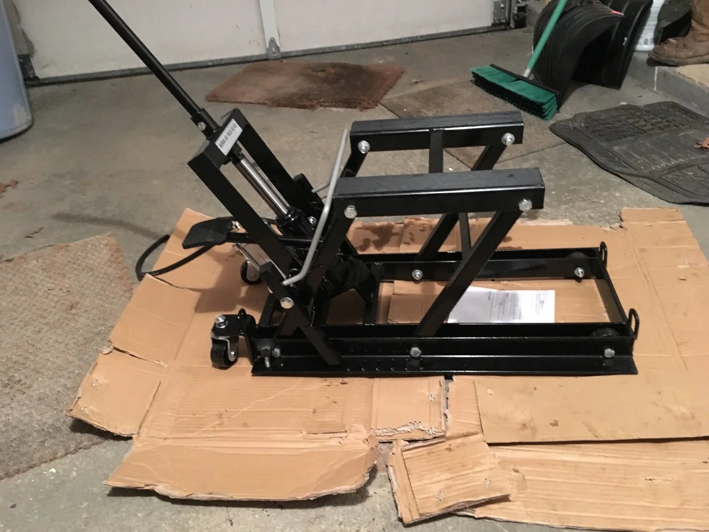 Black Widow Motorcycle & ATV Air-over-Hydraulic Jack | Model BW-0102 | Lift 5.5"–15.125" | Capacity 1,500 lb. | For Bike Maintenance & ATV Repair