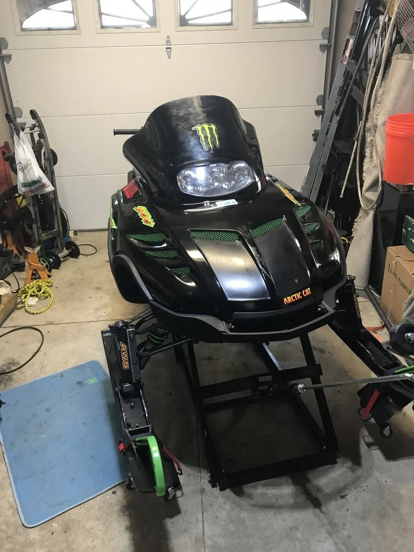 Black Widow Black Ice Snowmobile Lift | Model SNO-1508 | Lift Height 25" | Capacity 700 lb | For Snowmobile Maintenance & Storage