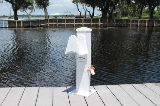 RIO MARINE CUSTOMS | Water Pedestal Stanchion | Model CMPW24-WHT | Height 24" Inches | 8" x 8" Base | Durable Aluminum Design | For Dock