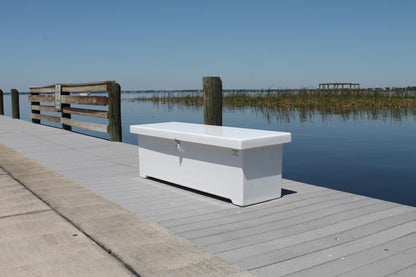 CM Marine Sea Line Dock Box | Model SLDB90 | Size 96" x 25" x 22" | TIG‑Welded Marine Aluminum | Universal Dock & Seawall Mounting