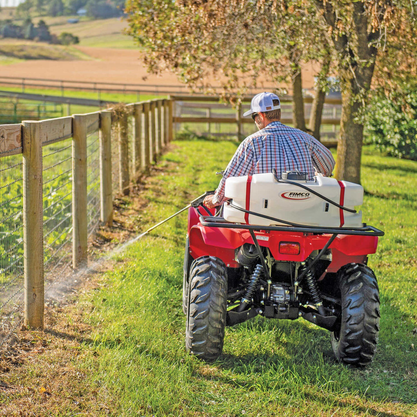 Fimco Deluxe Manifold Spot Sprayer with Spray Gun | Tank Capacity 15-Gallon | 31" L × 14" W × 14" H | Spray Gun 18" | For ATVs