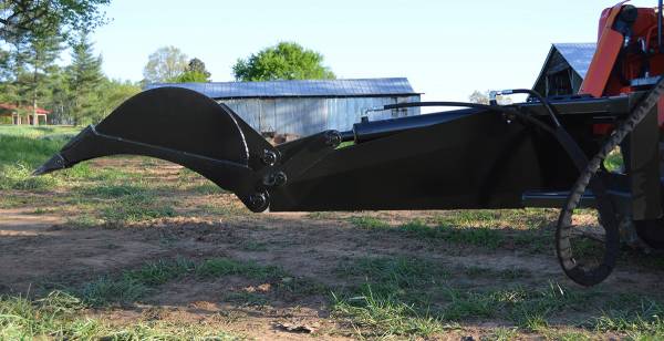 Loflin Fabrication | Backhoe | 12" Bucket | 3.5" Bore Cylinder | Reinforced Steel Boom | Hydraulic System | For Compact Tractors & Skid Steers