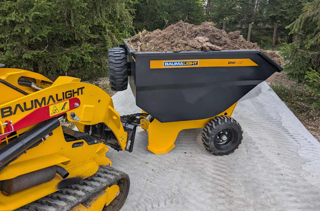 Baumalight Trailer Dumper | Model DW51QT | Width 35.5" | 5-10 GPM | For Mini Skid Steers