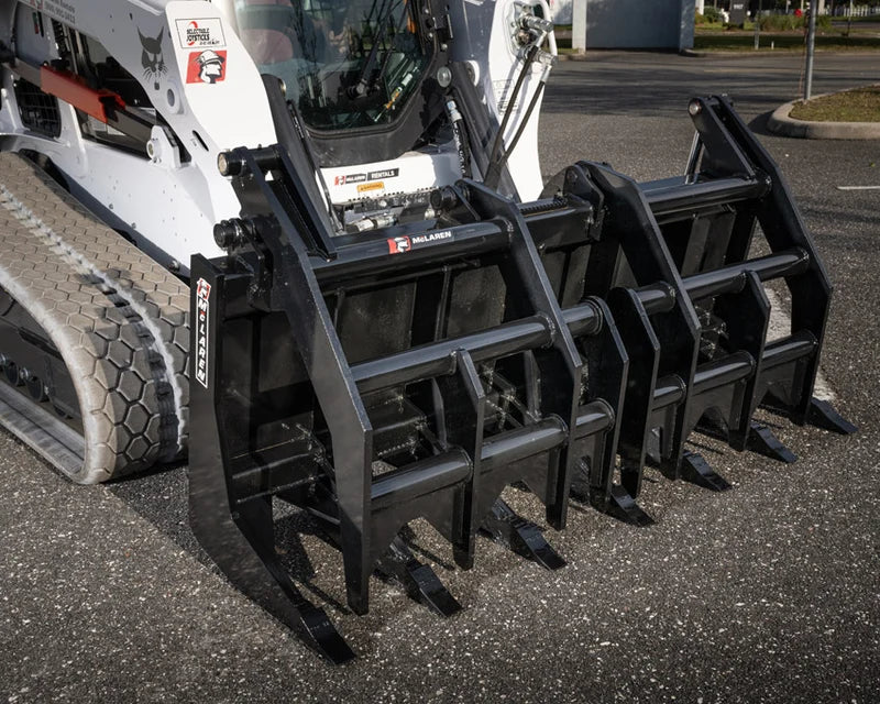 McLaren Industries Clam Style Root Rake Grapple | Width 66", 78", 84" | 10-15 GPM | For Skid Steers & Loaders