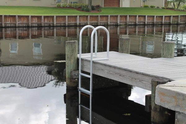 RIO MARINE CUSTOMS | 4-Step Standard Dock Ladder | Model LD4 | 18 5/8" W x 48" H | 2" Grooved Rungs | Universal Dock & Seawall