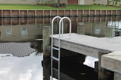RIO MARINE CUSTOMS | 4-Step Standard Dock Ladder | Model LD4 | 18 5/8" W x 48" H | 2" Grooved Rungs | Universal Dock & Seawall