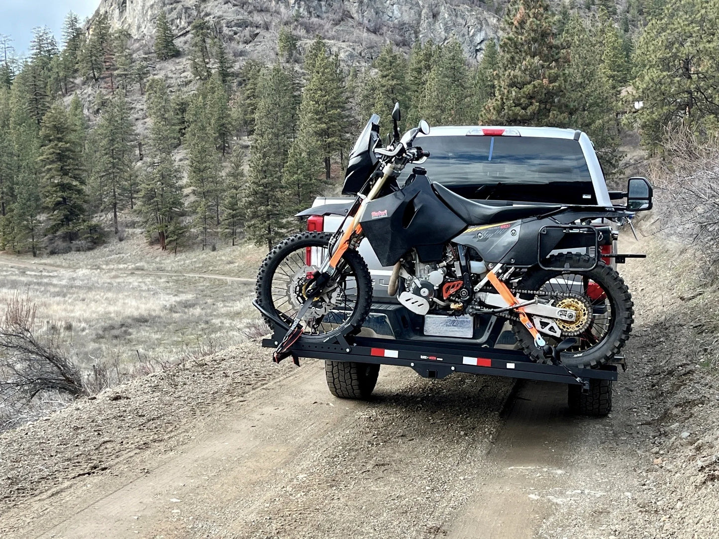 Black Widow Heavy Duty Motorcycle Carrier | Model MCC-600 | Track Size 79" x 7.75" | Capacity 600 lb | For Class III & IV Hitches