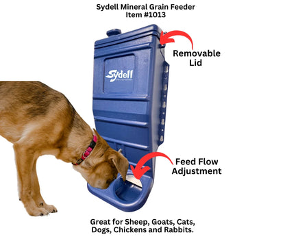 Sydell Blue Poly Mineral & Grain Feeder | #1013C / #1013 | 25 lb Capacity | For Sheep & Goat