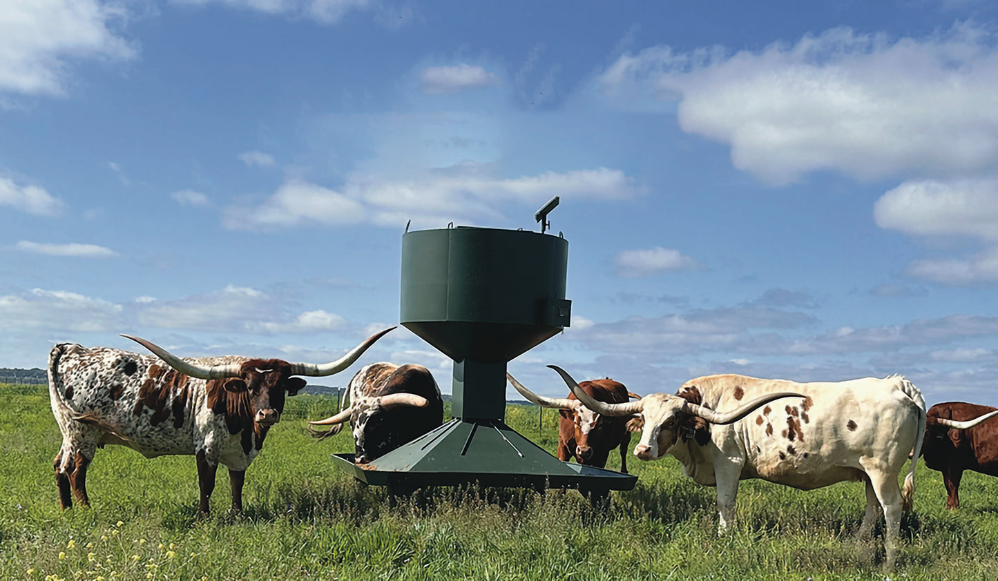 Outback Wildlife Feeders Longhorn Series | Automated Cattle Feeder | Model 1000#, 2000# & 3000# | Height 7', 8'4" & 10'|  For Up To 3/8” Pellets