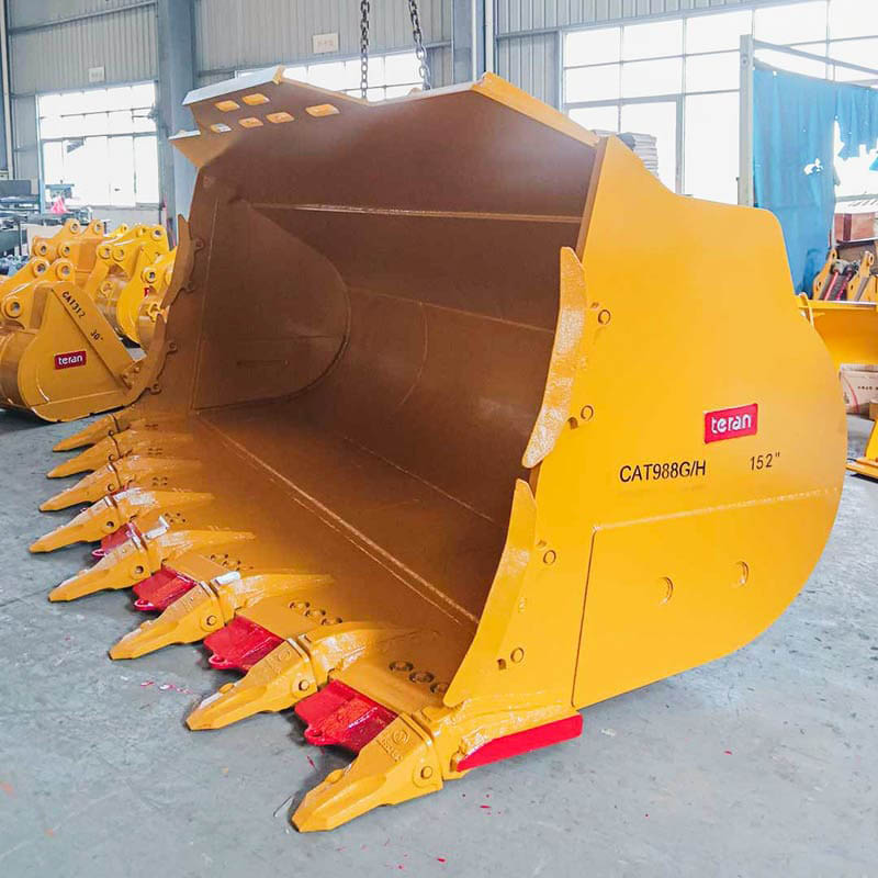 Teran Loader Buckets | Models BKT-G/H-SNR | Compatibility 980G/H/K/M & 988G/H Loaders | Bucket Widths 3-97" to 135.48" Inches | For Excavators