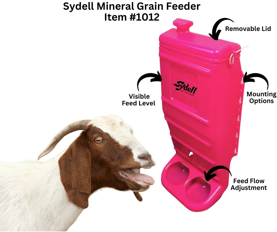 Sydell Pink Poly Mineral & Grain Feeder | #1012 | Capacity 25 lb | For Sheep, Goats & Small Livestock