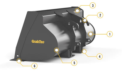 GrabTec Buckets & Bucket Grapple Combos | Model BW | Width 99", 106" & 112" inches | Horsepower 150-275 HP | For Wheel Loaders