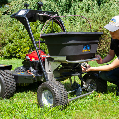 Spyker Ride-On Spreader w/ Honda Engine | Hopper Capacity 120 lb | 4.4 HP | Spread Width 12' | Hydrostatic Rear-Wheel Drive