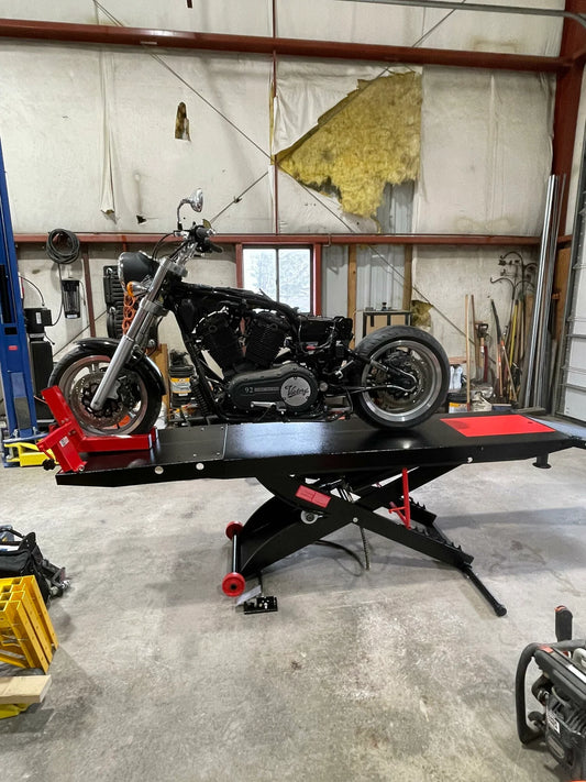 Black Widow Pneumatic ProLift Motorcycle Lift Table | Model BW-PROLIFT-HD | Platform Size 105.5" x 24" | Capacity 1,500 lb | For Touring, Cruiser & Heavy Motorcycles