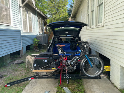 Black Widow Compact Dirt Bike Carrier | Model MCC-300 | Track Size 77" x 7" | Capacity 300 lb | For 2" Class III & IV Hitch Vehicles