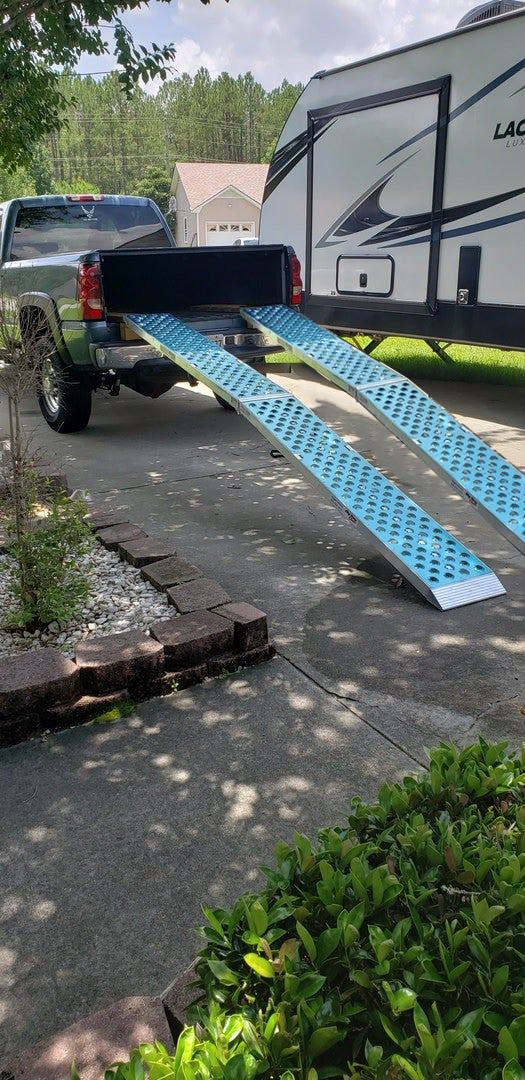 Black Widow Big Boy EZ Rizer™ Arched Folding Dual Runner UTV Ramp | Models MF2-9614-EZ-UTV To MF2-14414-EZ-UTV | Length 8’ To 12’ | Horsepower 4 To 90+ HP | For UTVs, ATVs & Golf Carts