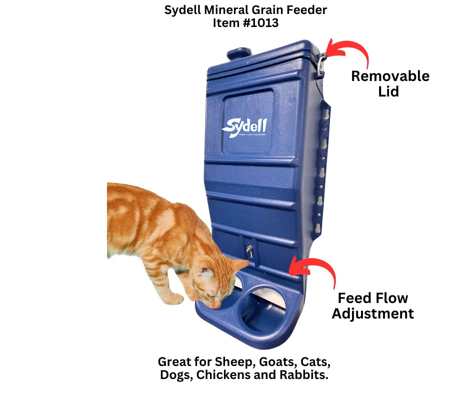 Sydell Blue Poly Mineral & Grain Feeder | #1013C / #1013 | 25 lb Capacity | For Sheep & Goat