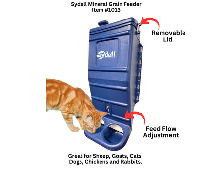 Sydell Blue Poly Mineral & Grain Feeder | #1013C / #1013 | 25 lb Capacity | For Sheep & Goat
